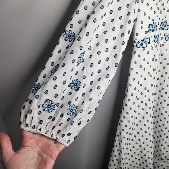 Boden Flossie Swiss Dot Embroidered Floral Midi Dress White and Blue Size 18R - Picture 3 of 15